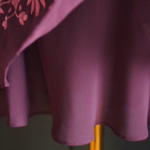 La Guêpière, by Simons | Vintage 90s Plum Slip Dress with Pink Floral Embroidery - Picture 9 of 9